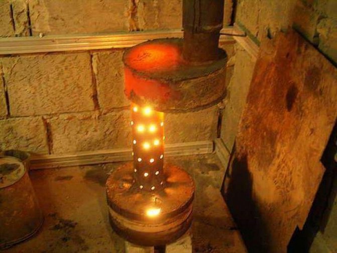 Altöl-Dickbauchofen in Betrieb