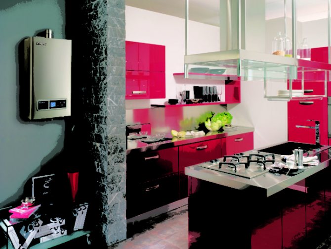 Gaswarmwasserbereiter im Innenraum