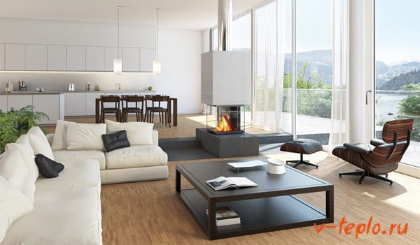 Камина под огнеупорно стъкло