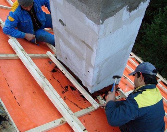 penetração do telhado da chaminé