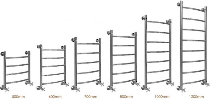 Модели на сушилни за кърпи с размери