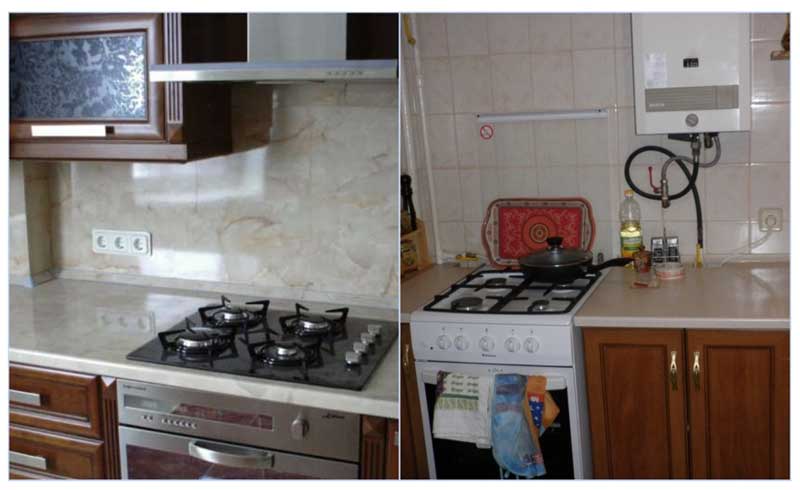 Um exemplo da localização de uma tomada de cozinha