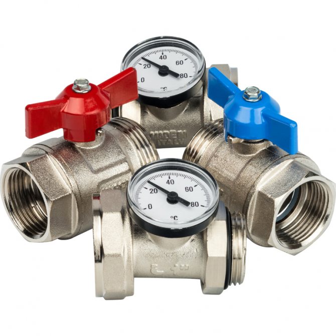 Válvulas de corte para aquecimento de uma casa particular