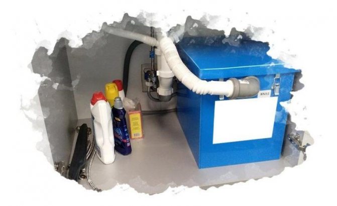 bac à graisse sous l'évier dans la cuisine